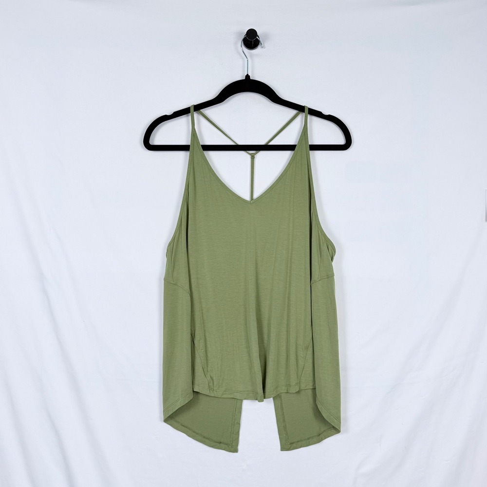 Lululemon Modal-Silk Yoga Tank Top Size 8 Sage Green T-Open Back Athleisure Gym - Picture 3 of 8